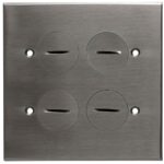 CAJA DE PISO CUADRADA TOMACORRIENTE DOBLE PLATEADA