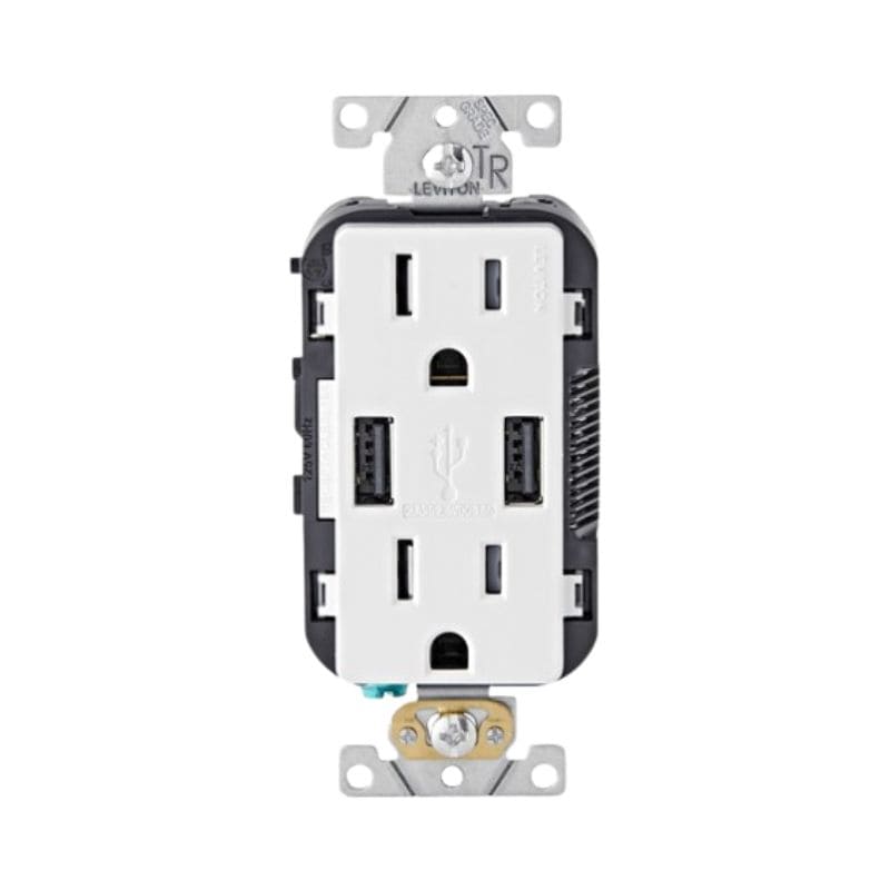 08260-min TOMACORRIENTE DOBLE CON 2 CARGADOR USB 15A 125V - Imagen 1