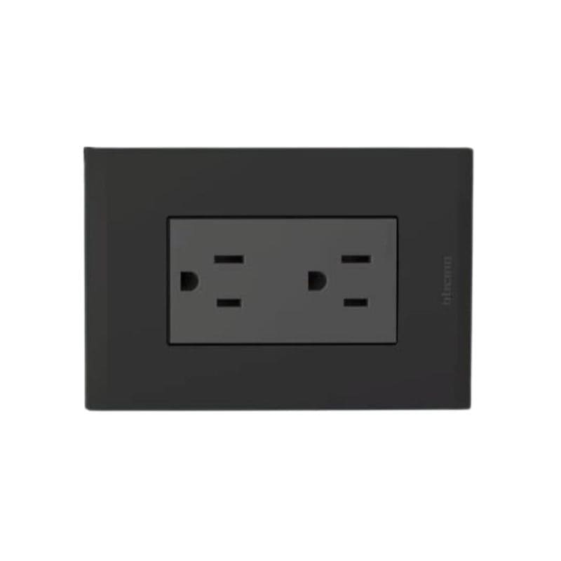 12459-min TOMA DUBLE DE 2P 15A NEGRO - Imagen 1