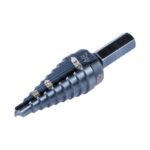 BROCA ESCALONADA HEXAGONAL DE 3/8", 9 TAMAÑOS, DOBLE ACANALADURA RECTA, 0,6 CM A 1,9 CM